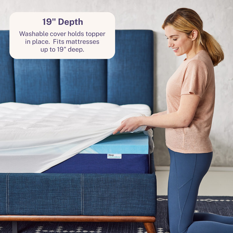 Sleep Innovations Cooling Comfort Gel Memory Foam Dual Layer Mattress Topper 4 Inch Pillow Top Cover Reviews Wayfair Canada